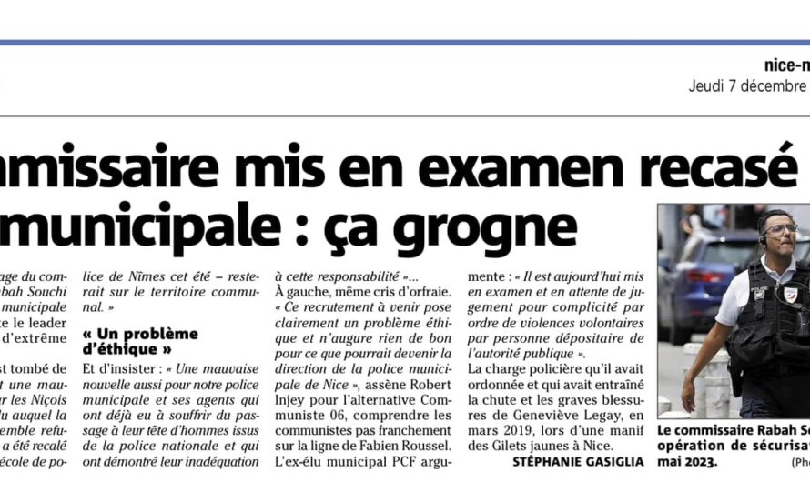 Police Municipale de Nice : Non au recrutement de Rabah Souchi !